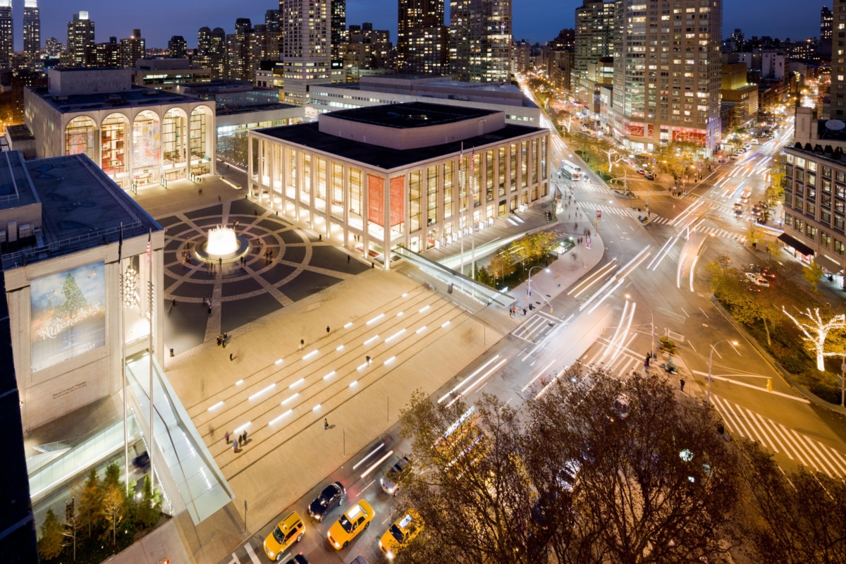Lincoln Center for the Performing Arts — Aerial view of Columbus Avenue entrance